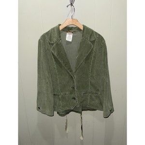 Lee 1889 Womens Corduroy 3 Button Blazer Corset Back Green Sports Jacket Sz XL